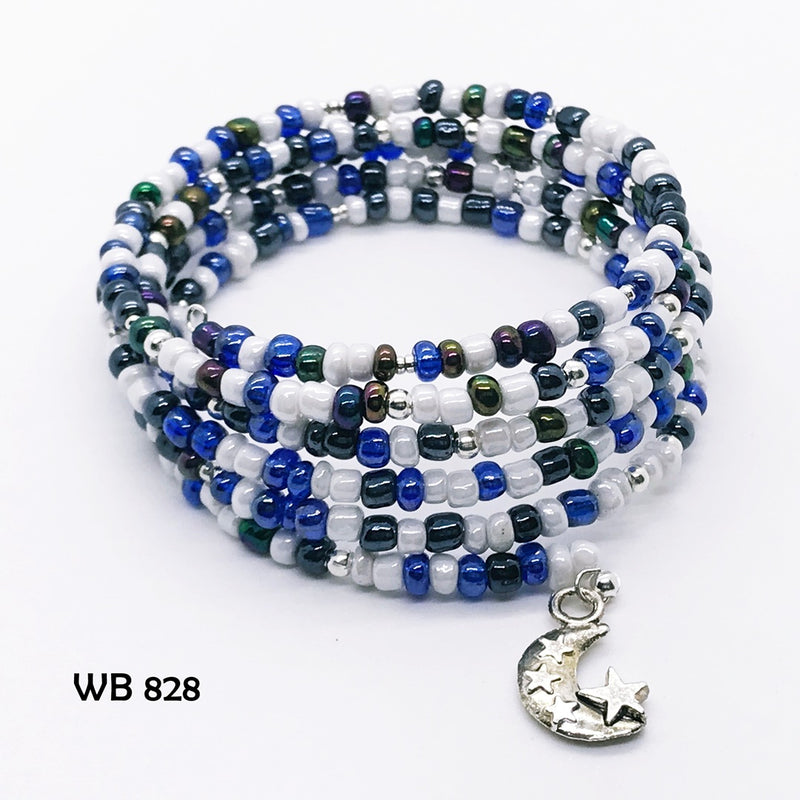 Blue Moon Memory Wire Bracelet