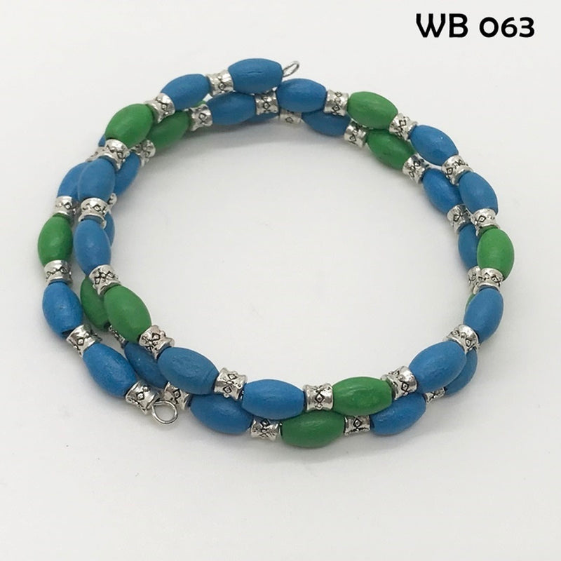 Wood Bead Memory Wire Bracelet