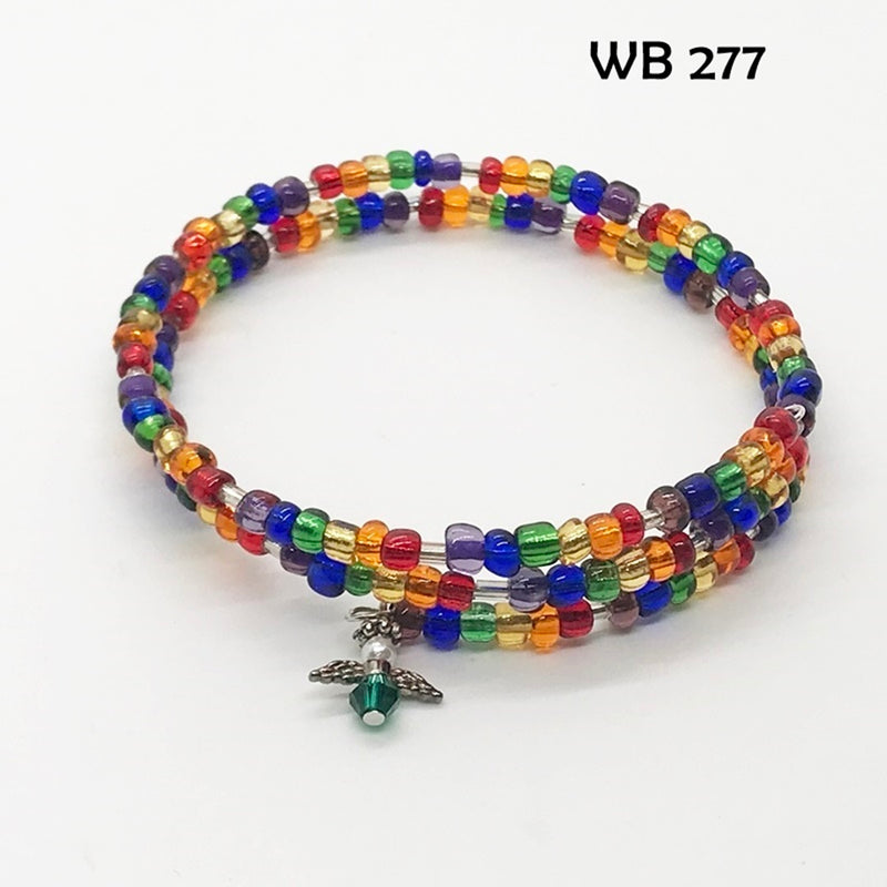 Rainbow Seed Bead Memory Wire Bracelet