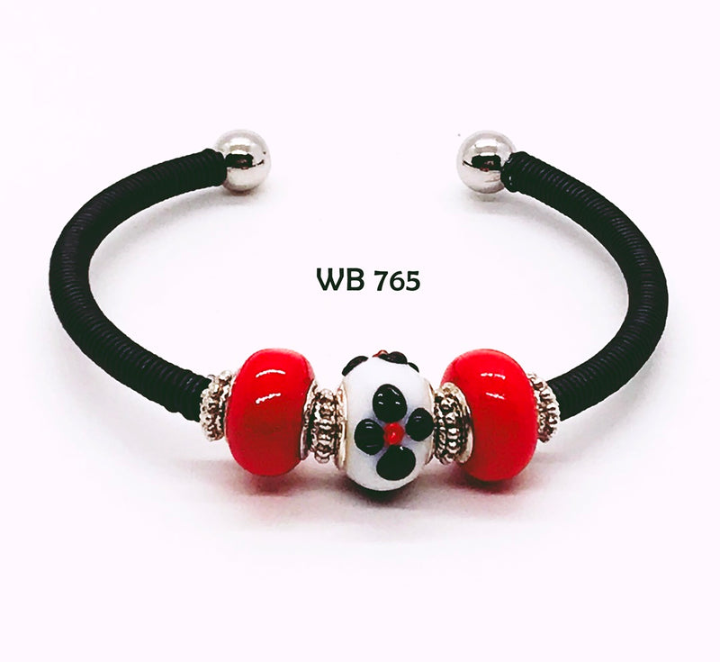 Handcrafted Red & Black Lampwork Bead Wire Wrapped Bracelet