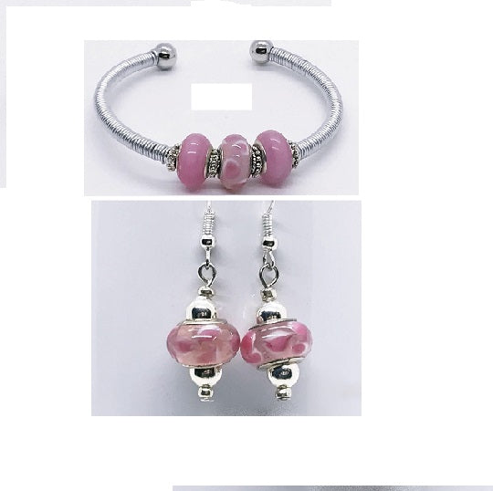 Pretty in Pink Bracelet with Matching Earrings