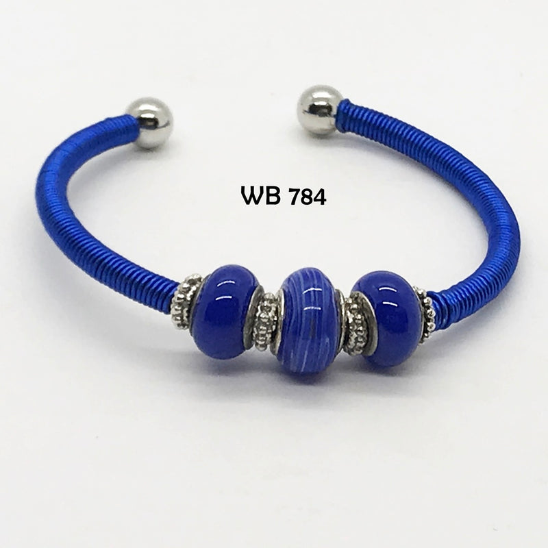 Handcrafted Bold Blue Wire Wrapped Bracelet