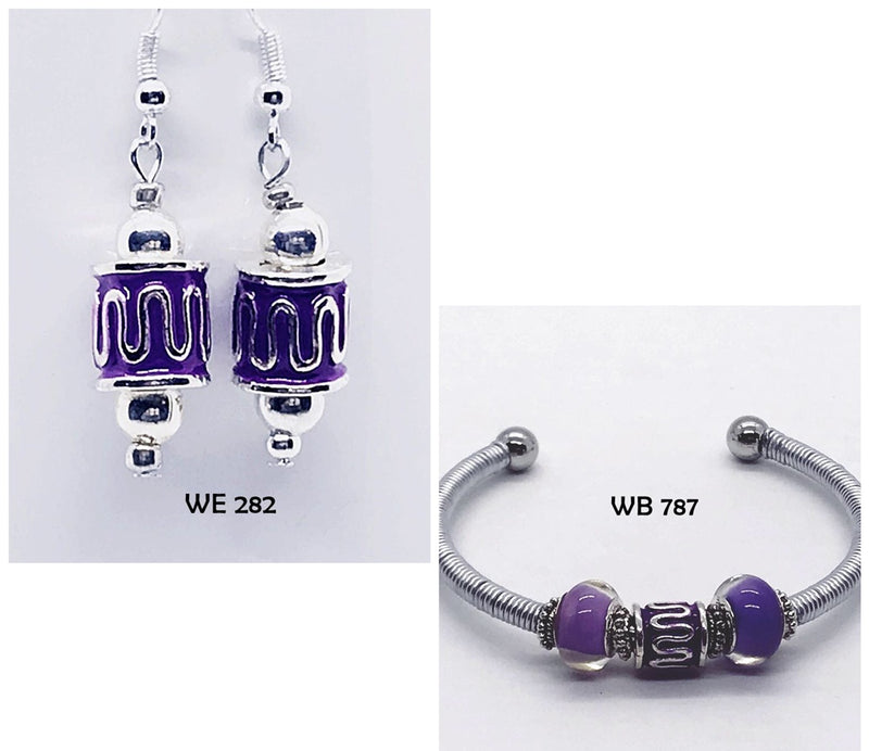 Grape Jelly Purple Wire Wrapped Bracelet with Matching Earrings