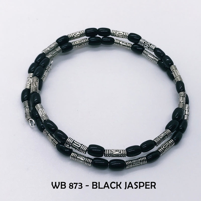 Black Jasper - Stone of Protection - Memory Wire Bracelet