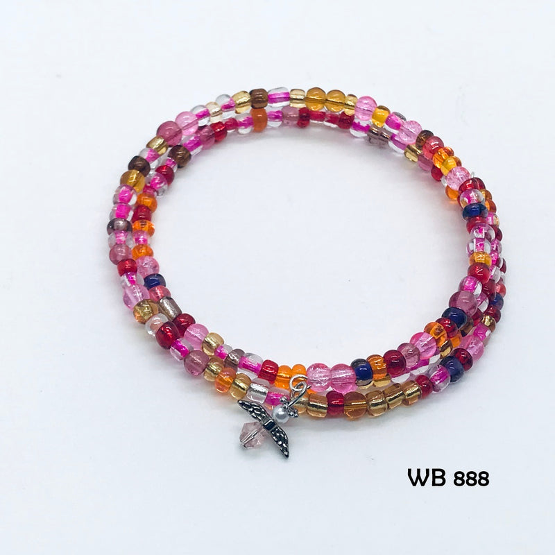 Multi-Colored Seed Bead Memory Wire Bracelet