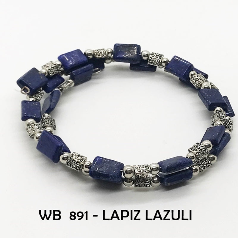 Lapiz Lazuli Memory Wire Bracelet -Stone of Wisdom, Enlightenment, Awareness & Clarity