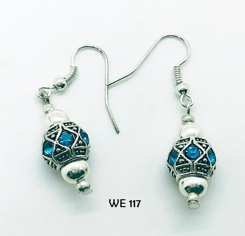 Blue Crystal Earrings with Hypo-Allergenic Surgical Steel Ear Wires