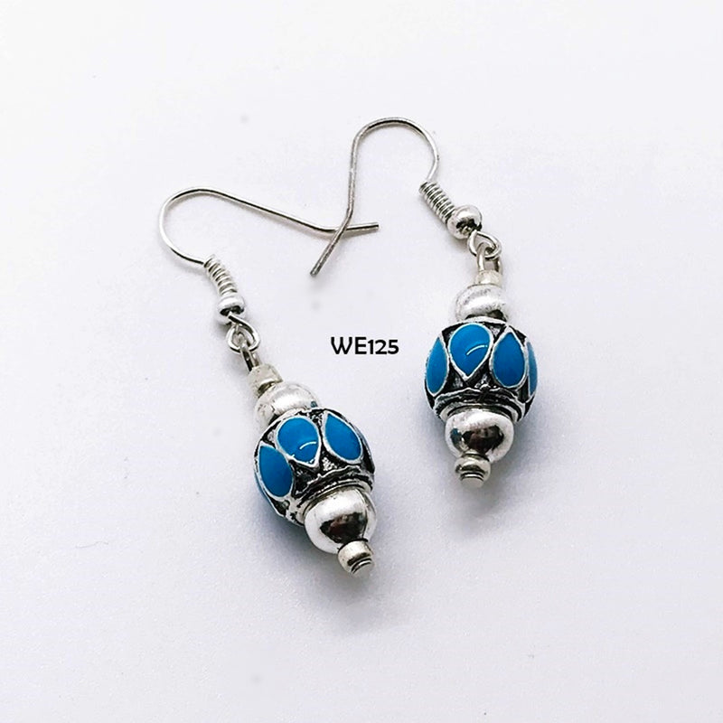 Turquoise Enamel Painted Earrings with Hypo-Allergenic Ear Wires