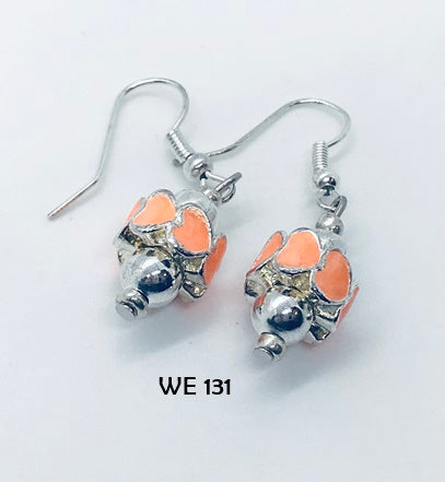 Peach Enamel Painted Earrings Hypo-Allergenic Surgical Steel Ear Wires