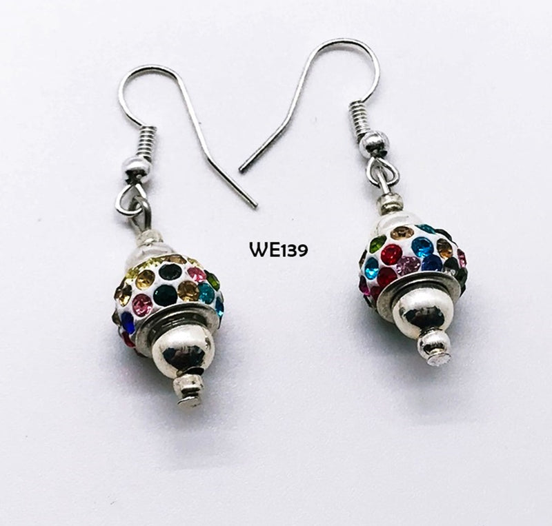 Multi-Colored Rhinestone Bead Earrings with Hypo-Allergenic Ear Wires