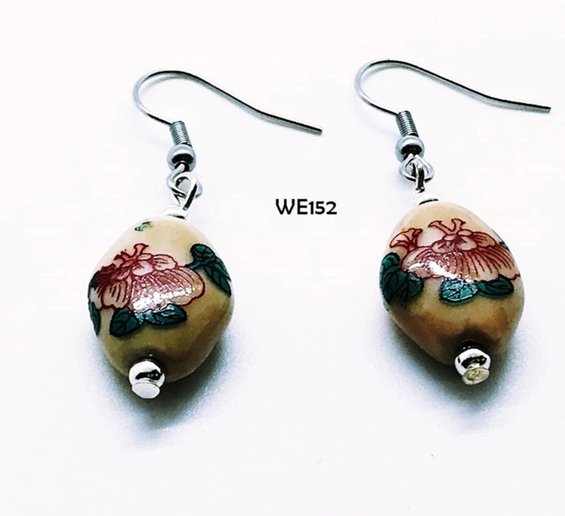 Interesting Glass Bead Earrings with Hypo-Allergenic Ear Wires