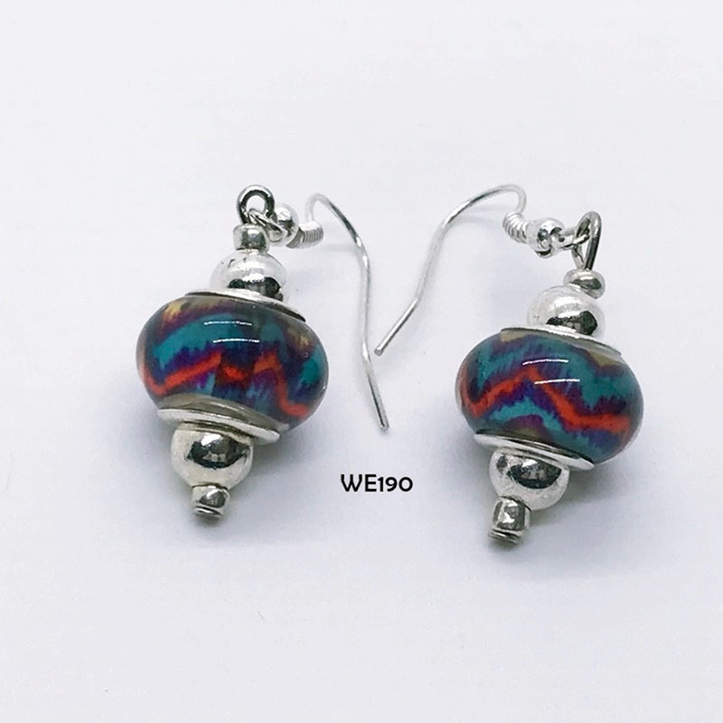 Festive Glass Bead Earrings with Hypo-Allergenic Ear Wires