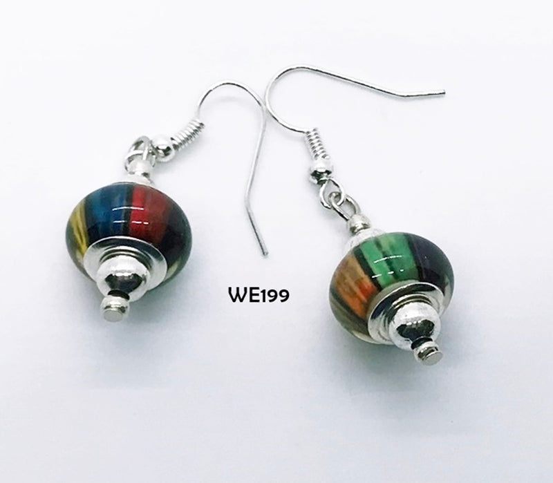 Multi-Colored Acrylic Bead Earrings with Hypo-Allergenic Ear Wires