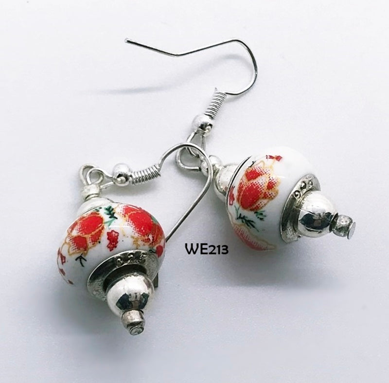 Flowery Glass Bead Earrings with Hypo-Allergenic Ear Wires