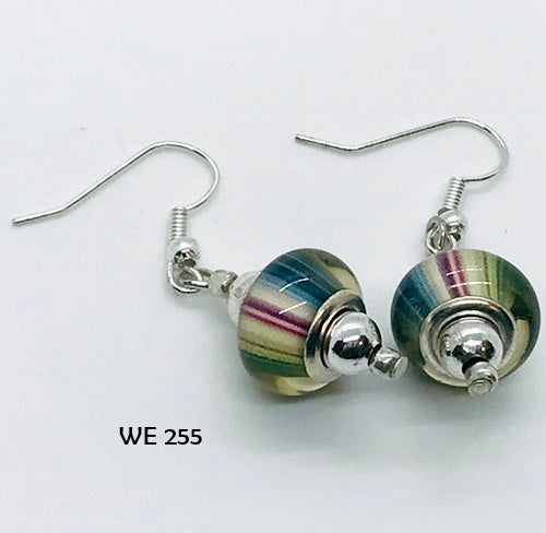 Multi-colored Stripe Acrylic Earrings with Hypo-Allergenic Surgical Steel Ear Wires