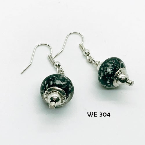 Black and White Glass Bead Earrings with Surgical Steel Ear Wires