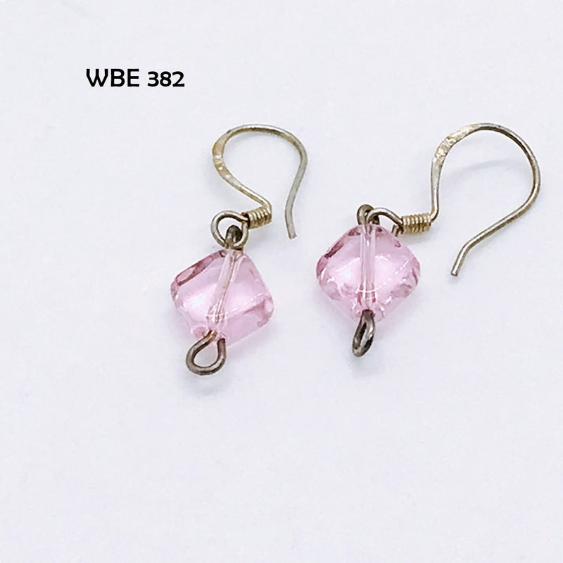 Dainty Pink Glass Bead Earrings with .925 Silver Earwires