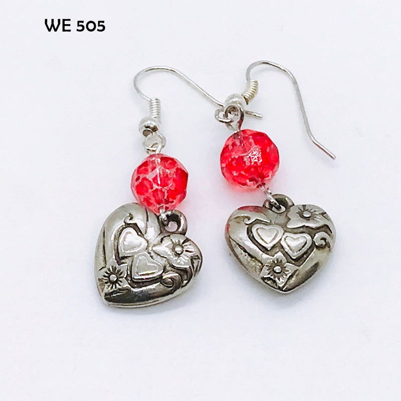 Candy Apple Red Faceted Crystal Heart Earrings with Hypo-Allergenic Ear Wires.