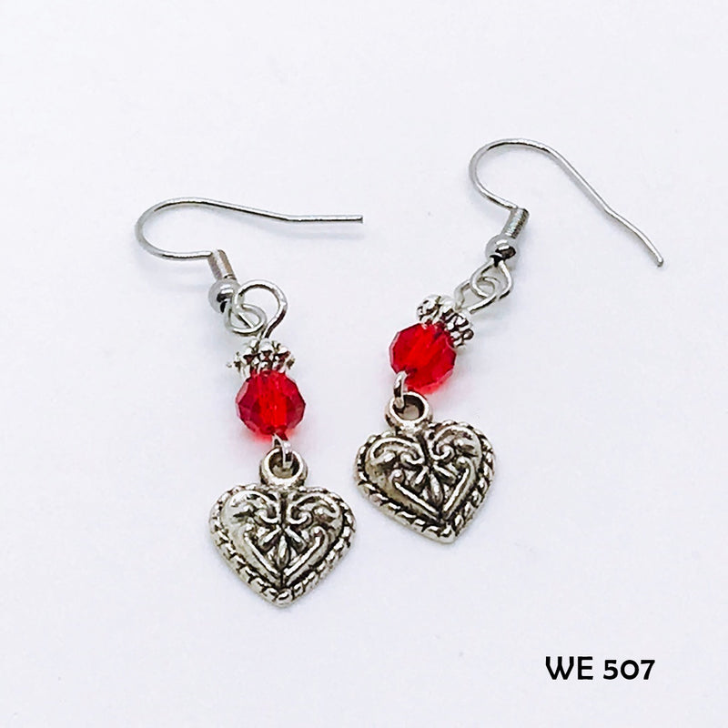 Valentine Red Heart Dangle Earrings