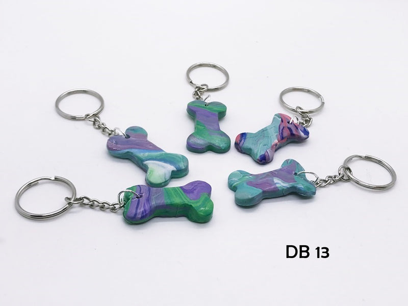 Set of 5  Polymer Clay Dog Bone Key Chains