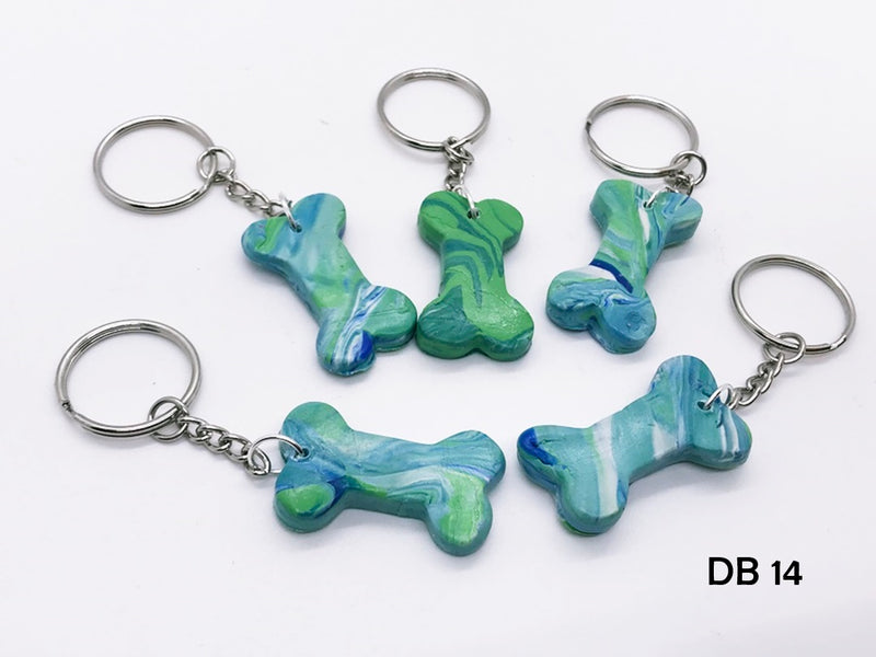 Set of 5 Polymer Clay Dog Bone Key Chains