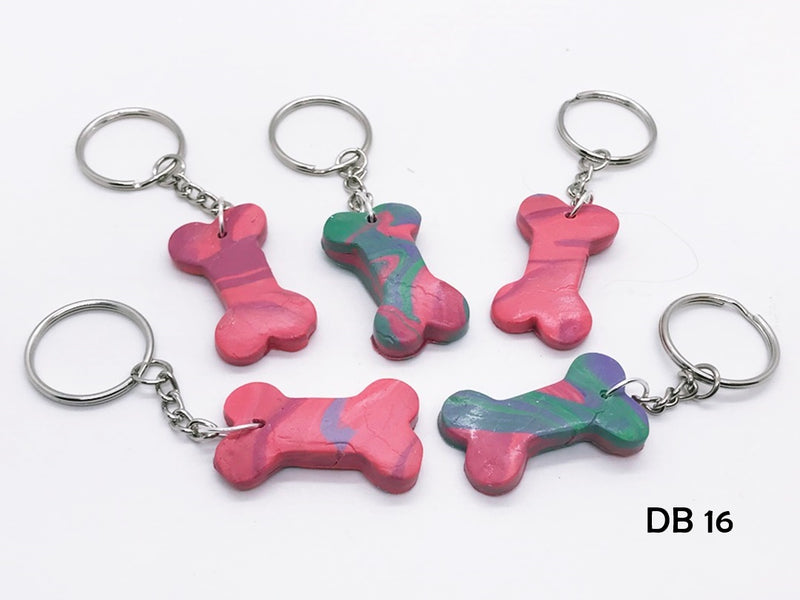 Set of 5 Polymer Clay Dog Bone Key Chains