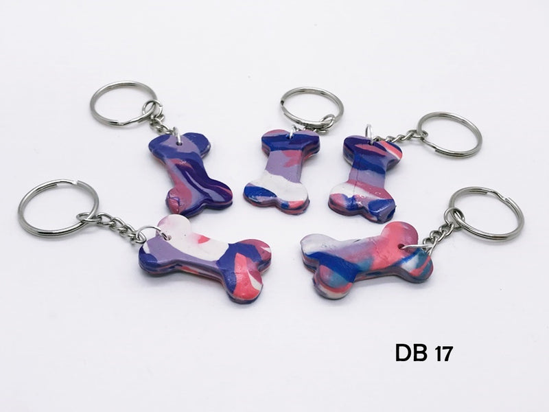 Set of 5 Polymer Clay Dog Bone Key Chains