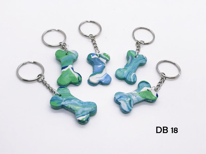 Set of 5 Polymer Clay Dog Bone Key Chains