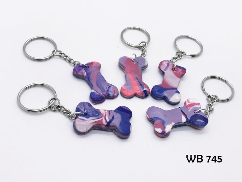 5 Piece Set - Polymer Clay Dog Bone Key Chains