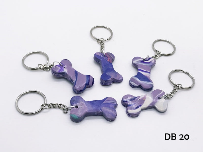 Set of 5 Polymer Clay Dog Bone Key Chains