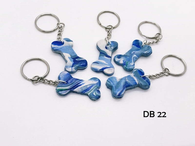 Set of 5 Polymer Clay Dog Bone Key Chains