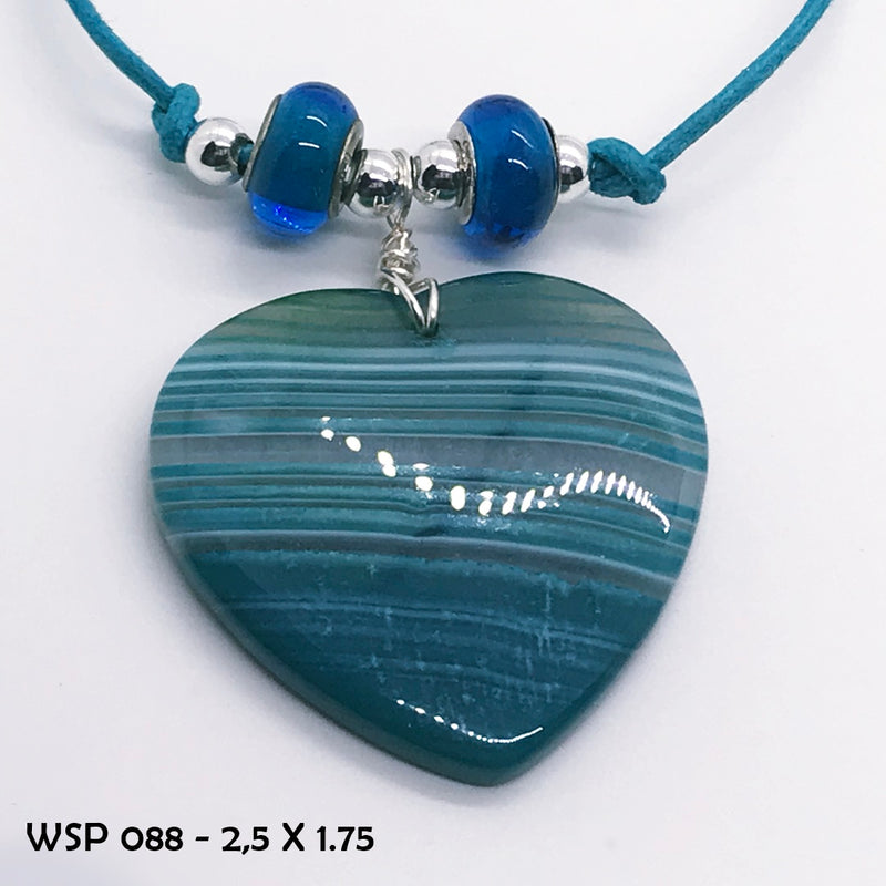 Shades of Ocean Blues Agate Heart Necklace