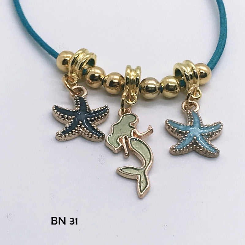 Navy and Light Blue Starfish with Green Mermaid Necklace