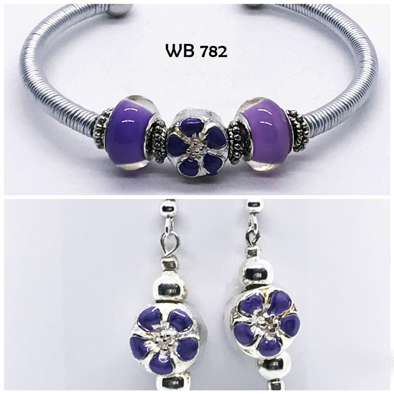 Violet Handcrafted Wire Wrapped Bracelet & Earrings Set