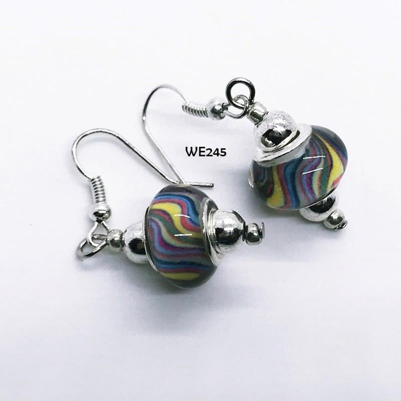 Multi-Colored Acrylic Bead Earrings with Hypo-Allergenic Ear Wires